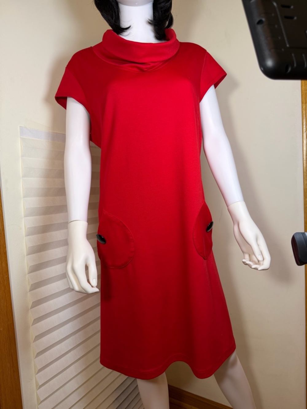 R & K Red Cowl Neck Short Sleeve Dress
